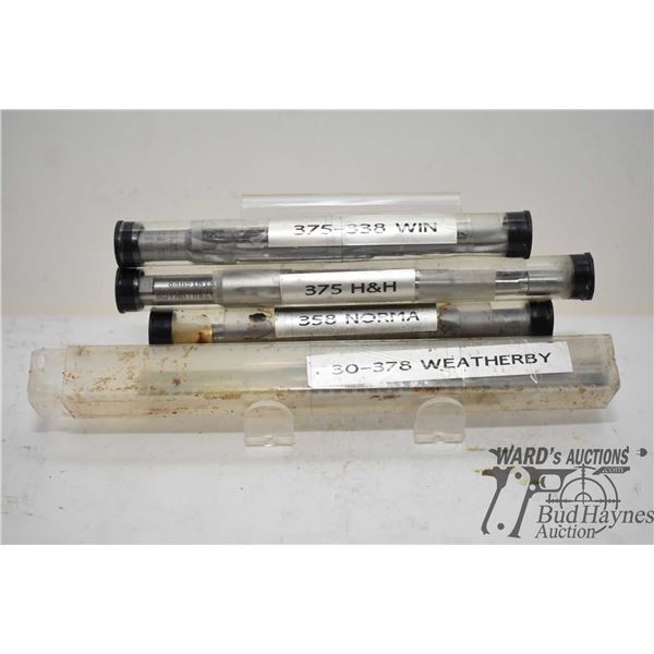 4 reamers including 358 Norma finisher, 375-338 win finisher, 375 H&H finisher, and a 30-378 weather