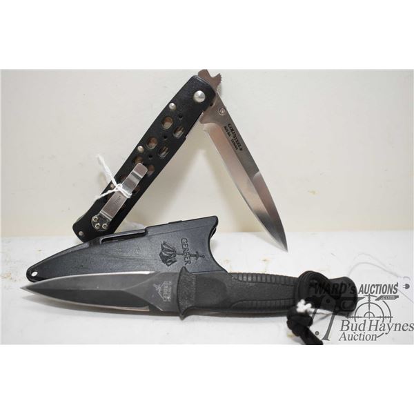 Ti-Lite 4" folding knife and a Gerber boot knife w/ 3 1/4" blade and original sheath