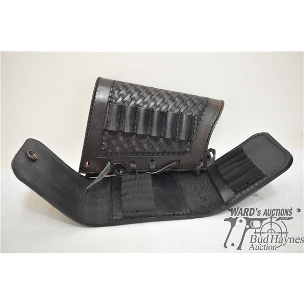 Leather butt stock ammo holder and a matching wallet style ammo pouch