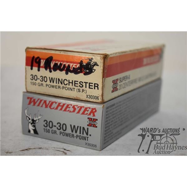 One full 20 count box Winchester Super X .30-30 win 150 gr power point and a partial 19 count box w/