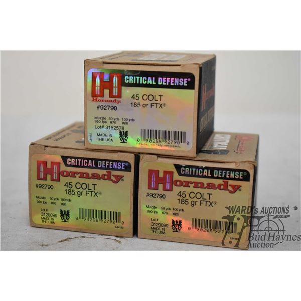Three full 20 count boxes Hornady critical defence .45 colt 185 gr FTX