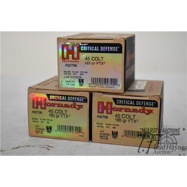 Three full 20 count boxes Hornady critical defence .45 colt 185 gr FTX