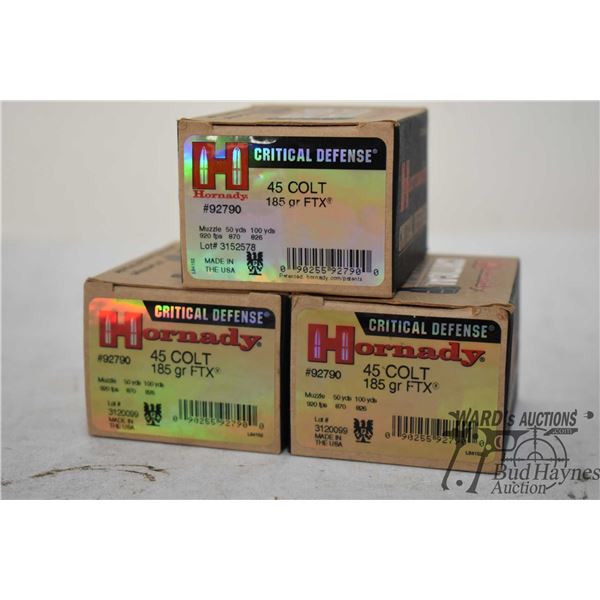 Three full 20 count boxes Hornady critical defence .45 colt 185 gr FTX