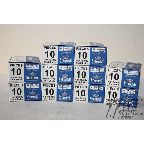 Ten full 10 count boxes Sterling 20 GA 2 3/4" 25 g shot