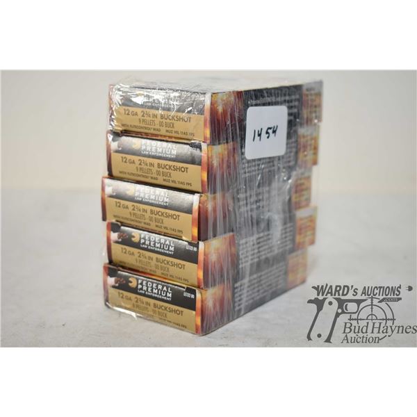 Five full 5 count boxes Federal premium 12 GA 2 3/4" Buckshot 9 pellet 00 buck
