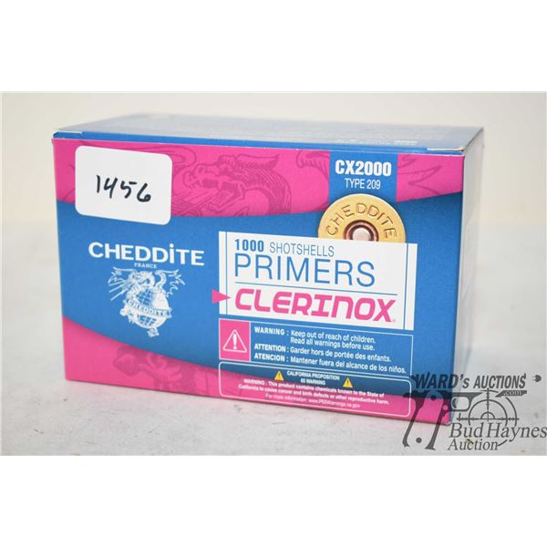 One full 1000 count box Cheddite Clerinox shot shell primers