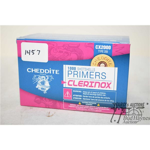 One full 1000 count box Cheddite Clerinox shot shell primers