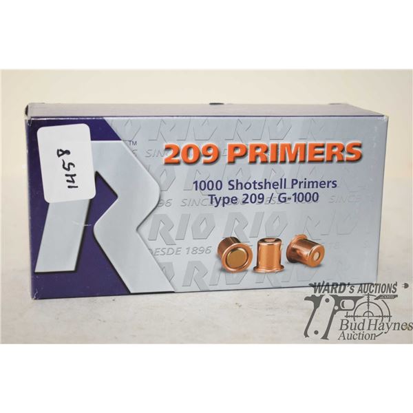 One full 1000 count box Rio 209 primers for shot shell loading