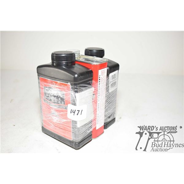 Three full 1 lbs. containers of Goex black powder including 1 FFFg and two FFg