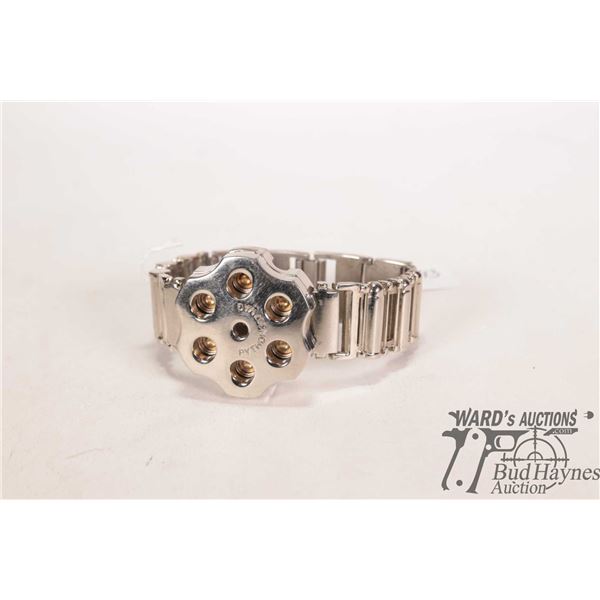 Power Boy Python 357 mag watch with quartz movement and bullet motif. Strap. Working at time of cata