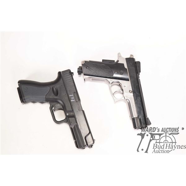 Daisy model 93 c02 bb handgun and a Crosman model T4 c02 bb handgun.