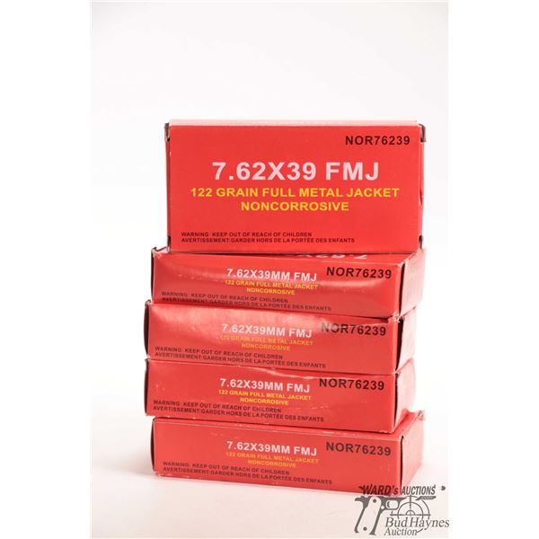 Five full 20 count boxes of NOR76239 7.62X39, 11 grain, full metal jacket non-corrosive