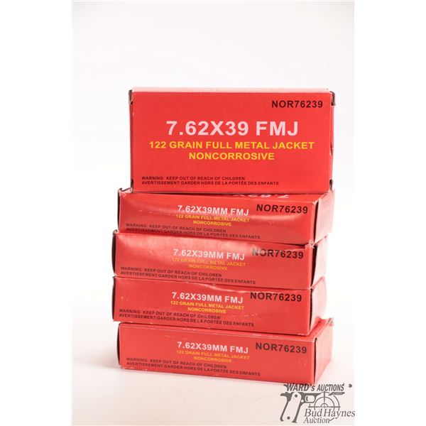 Five full 20 count boxes of NOR76239 7.62X39, 11 grain, full metal jacket non-corrosive