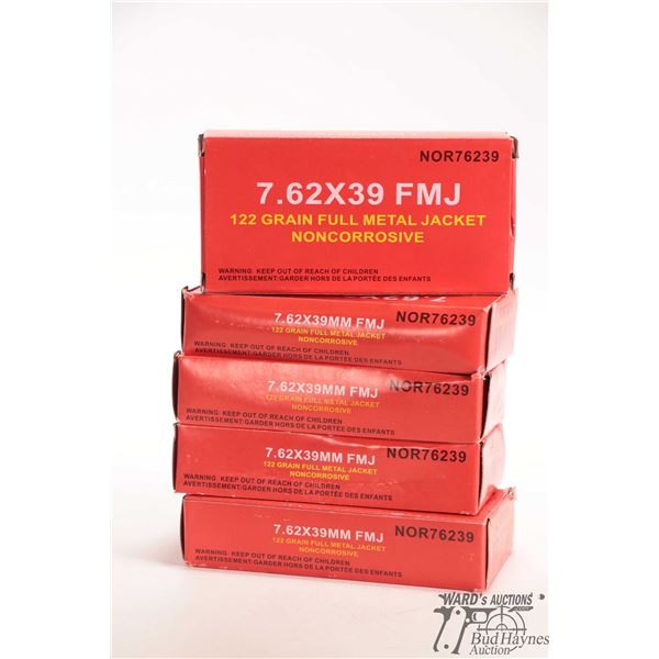 Five full 20 count boxes of NOR76239 7.62X39, 11 grain, full metal jacket non-corrosive