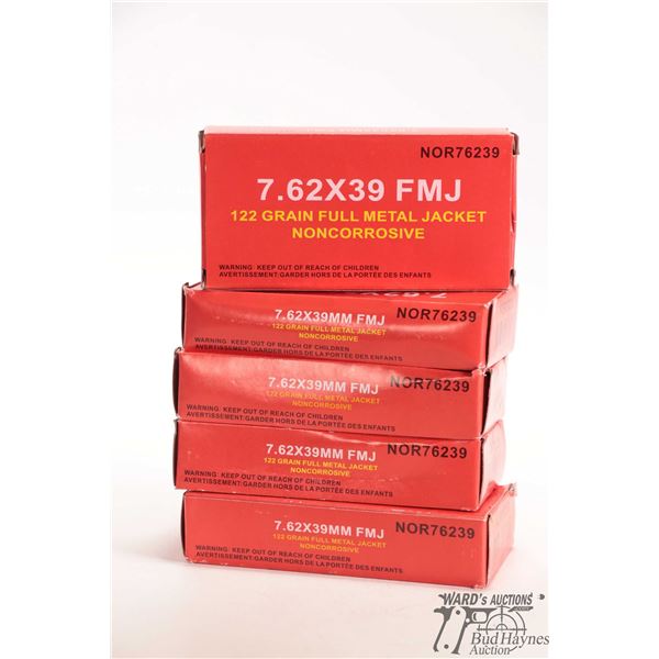 Five full 20 count boxes of NOR76239 7.62X39, 11 grain, full metal jacket non-corrosive