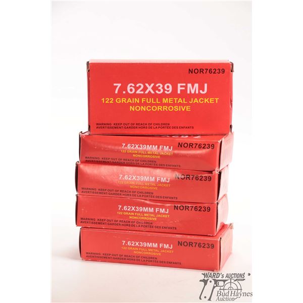 Five full 20 count boxes of NOR76239 7.62X39, 11 grain, full metal jacket non-corrosive