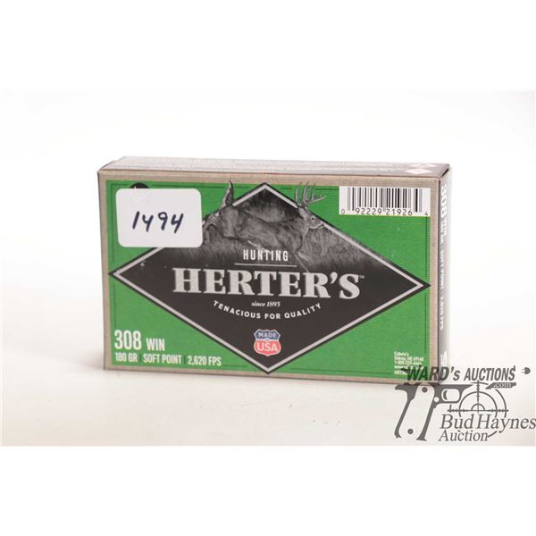 Full 20 count box of Herter's .308 WIN 180 grain soft point