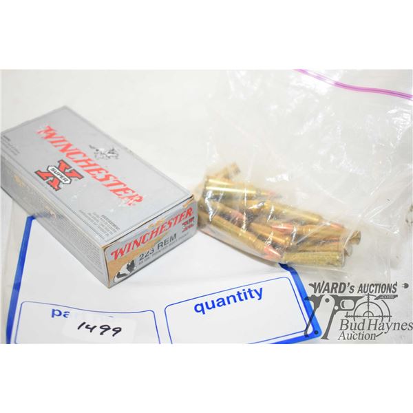 One partial 19 count box of Winchester Super X .223 REM, 55 gr.. pointed soft point and a bag contai