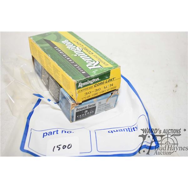 Two full 20 count boxes of 30-30 Win ammo including one Remington 170 gr.. Core-lokt and a Federal 1