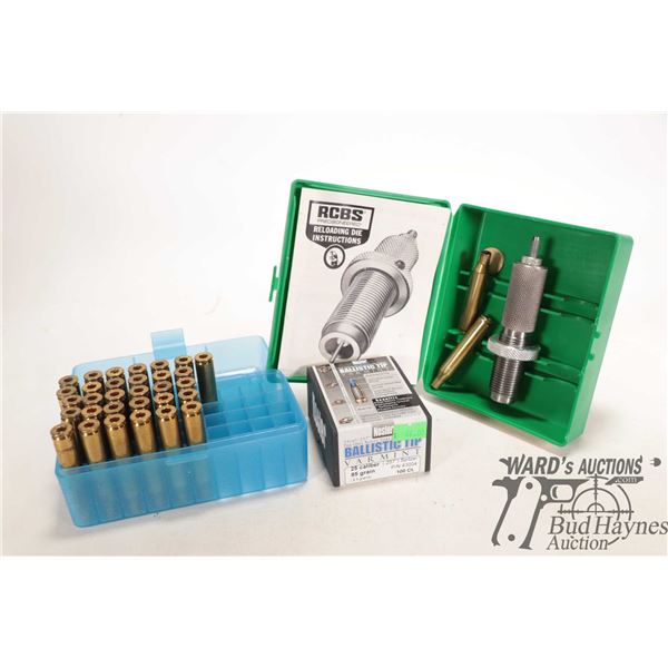RCBS 25-06 seat die, 31 25-06 brass and a full 100 count box of Nosler ballistic tip .25 cal 85gr Sp