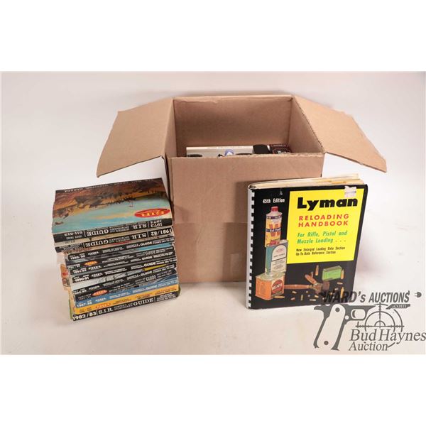 Reloading books by Nolser, Hornady, Barnes and Hodgdon plus eleven hunter's and sportmans' guides