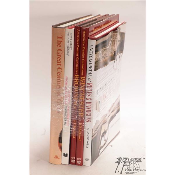 Five hard cover books including "The Gfeat Century of Guns", "FN Browning; 100 Years of Sport and Mi