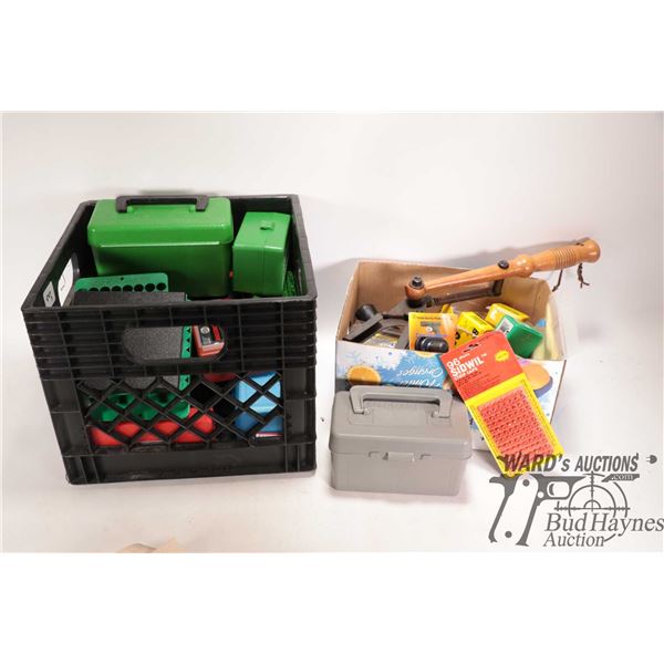 Selection of miscellaneous including trigger locsk, animal calls, pellets, BBs, .22 snap caps, trap 