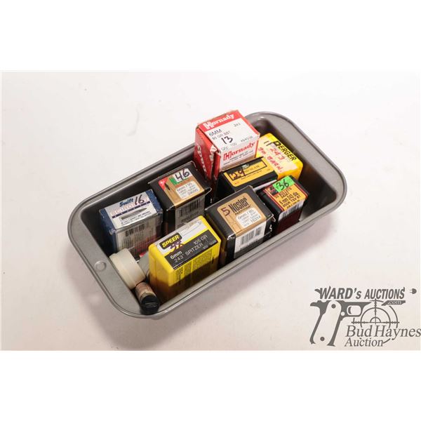 Eight partial boxes of 6mm bullets including sixteen 90 grain, forty six 95 grain, thirteen 95 grain