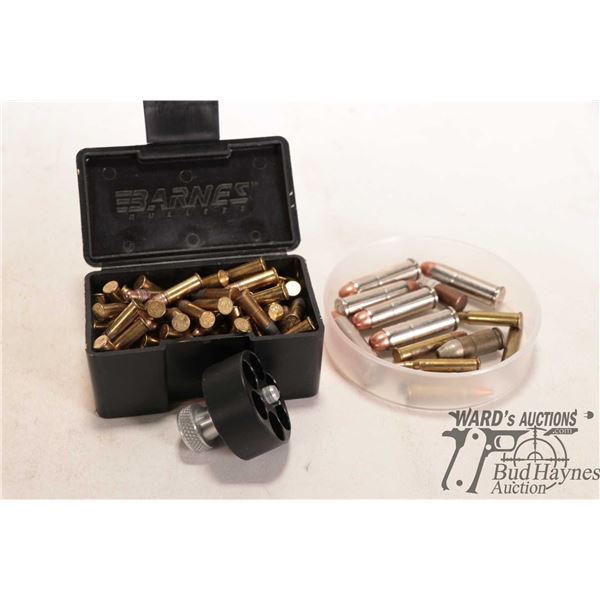 Selection of ammo including 95 count of .22 LR, 6 count of .22 WMR, 1 count of 9mm and 6 count of .3