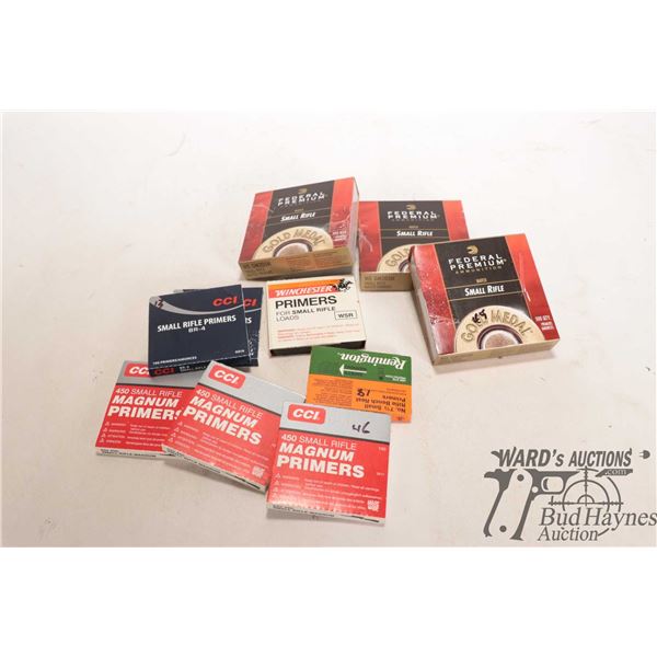 Selection of small rifle primers including 245 count Federal Premium, 246 count of CCI Magnum primer