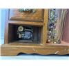 Image 8 : VINTAGE MUSICAL WOOD JEWELRY CABINET, WIND UP, WORKING, W/ LOTS OF CONTENTS
