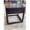 Image 2 : 2 SIDE TABLES, SQUARE WITH DRAWER AND ROUND PLANT TABLE