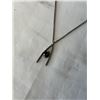 Image 2 : VINTAGE STERING SILVER W/ SMOKEY TOPAZ STONE PENDANT AND CHAIN NECKLACE