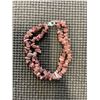 Image 2 : DOUBLE STRAND W/ NATURAL RHODONITE STONES BRACELET OR ANKLET SUPPORTED BY 2 SILVER W/ CZ STONES LINK