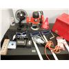 Image 2 : Lot of tools including Black & Decker plunge router, tool box, trouble light, clamps and more