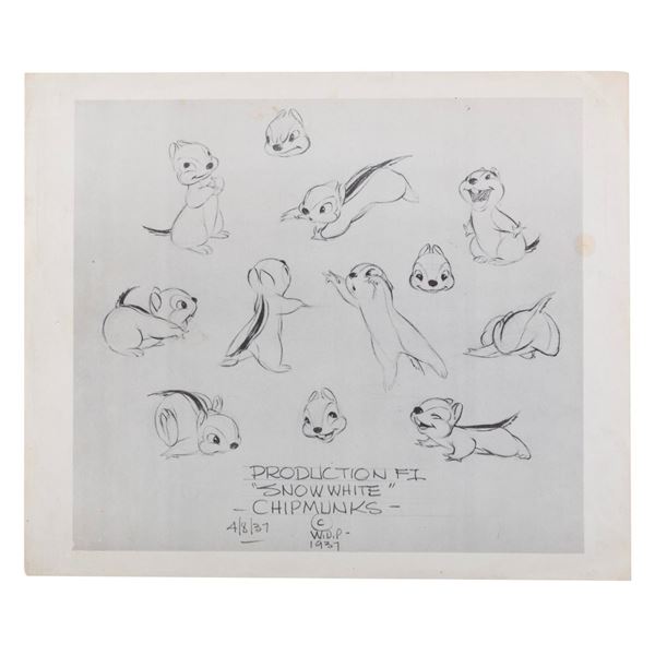 A "Snow White and the Seven Dwarfs" Chipmunk Model Sheet.