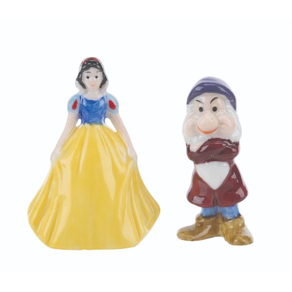 Tiny Snow White & Grumpy Ceramic Figurines.