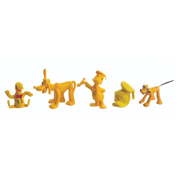 A Collection of Donald Duck and Pluto Rubber Toys.