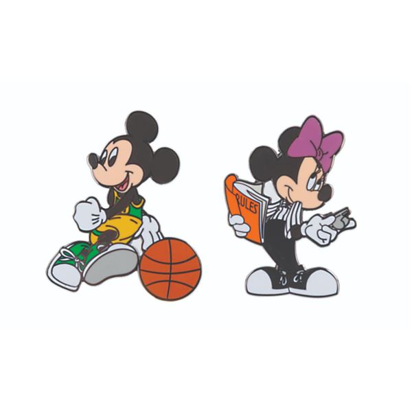 A Pair of Mickey and Minnie Basketball Pins.