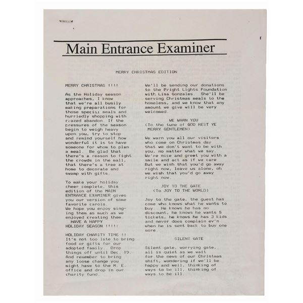 A Main Entrance Examiner Christmas Edition Newsletter.