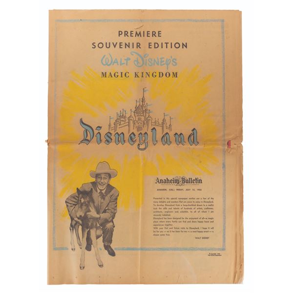 A Premiere Edition 1955 Disneyland Newspaper Supplement.