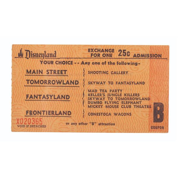 A 1956 Disneyland "B" Ticket.
