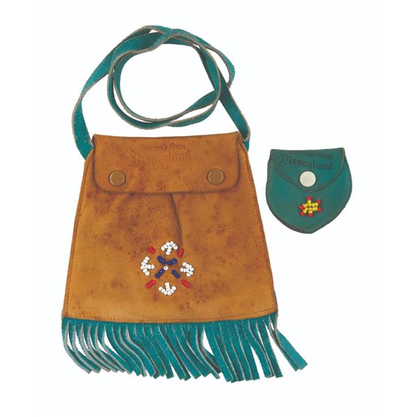 A Pair of Disneyland Souvenir Leather Purses with Indian Beading.