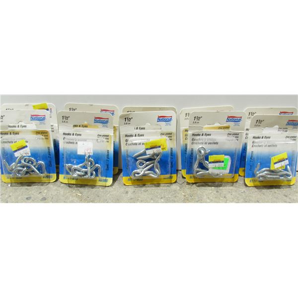 LOT OF 10, 1 1/2 " HOOK AND EYES