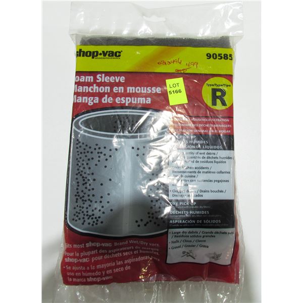 TWO SHOP VAC FOAM SLEEVE TYPE R