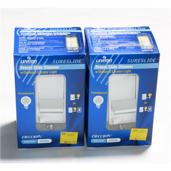 LOT OF TWO LEVITON PRESET SLIDE DIMMER WITH