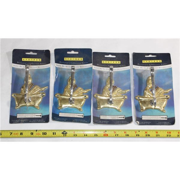 FOUR BRASS AND CHROME FINISH BATH THEME HOOKS