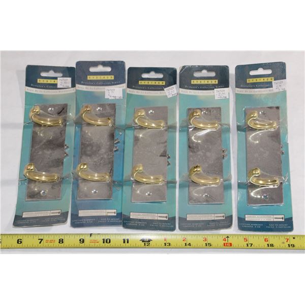 BRASS AND CHROME FINISH TWO HOOK, HOOK RACKS