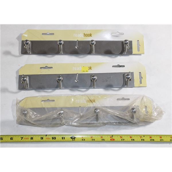 THREE GREY HOOK RACKS