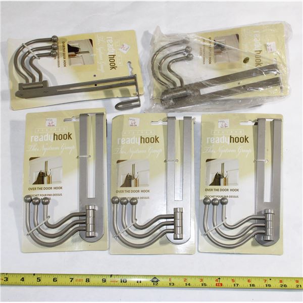 FIVE READY HOOK OVER THE DOOR SWIVEL HOOKS